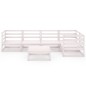 vidaXL Set de salón de jardín de 6 piezas blanco madera maciza de pino
