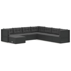 vidaXL Set de muebles de jardín 8 pzas y cojines ratán sintético negro