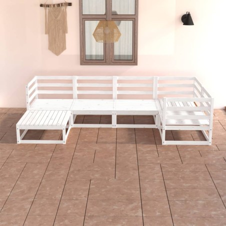 vidaXL Set de salón de jardín de 6 piezas blanco madera maciza de pino