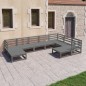 vidaXL Muebles de jardín 9 piezas gris madera de pino maciza