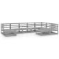 vidaXL Muebles de jardín 9 piezas gris madera de pino maciza