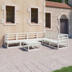 vidaXL Set de salón de jardín de 7 piezas blanco madera maciza de pino