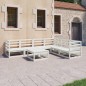 vidaXL Set de salón de jardín de 7 piezas blanco madera maciza de pino