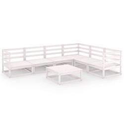 vidaXL Set de salón de jardín de 7 piezas blanco madera maciza de pino