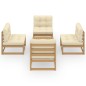 vidaXL Juego de muebles de jardín 5 pzas y cojines madera pino maciza vidaXL Juego de muebles de jardín 5 pzas y cojines madera pino maciza