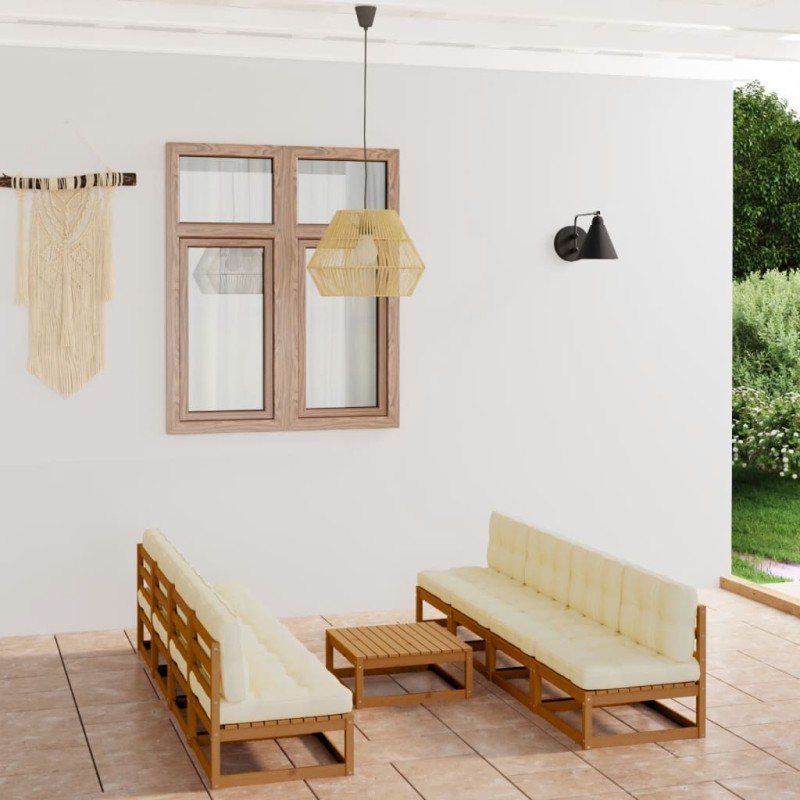 vidaXL Muebles de jardín 9 piezas con cojines de madera de pino maciza vidaXL Muebles de jardín 9 piezas con cojines de madera de pino maciza