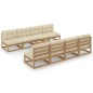 vidaXL Muebles de jardín 9 piezas con cojines de madera de pino maciza vidaXL Muebles de jardín 9 piezas con cojines de madera de pino maciza