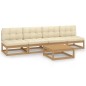 vidaXL Juego de muebles de jardín 5 pzas y cojines madera pino maciza vidaXL Juego de muebles de jardín 5 pzas y cojines madera pino maciza