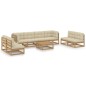 vidaXL Juego de muebles de jardín 9 pzas y cojines madera pino maciza