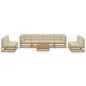 vidaXL Juego de muebles de jardín 9 pzas y cojines madera pino maciza