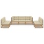 vidaXL Juego de muebles de jardín 7 pzas y cojines madera pino maciza