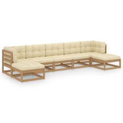 vidaXL Set de muebles de jardín 7 pzs cojines madera pino marrón miel