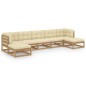 vidaXL Set de muebles de jardín 7 pzs cojines madera pino marrón miel vidaXL Set de muebles de jardín 7 pzs cojines madera pino marrón miel