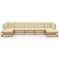 vidaXL Set de muebles de jardín 7 pzs cojines madera pino marrón miel vidaXL Set de muebles de jardín 7 pzs cojines madera pino marrón miel