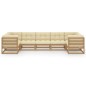 vidaXL Set de muebles de jardín 7 pzs cojines madera pino marrón miel vidaXL Set de muebles de jardín 7 pzs cojines madera pino marrón miel