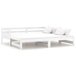 vidaXL Sofá cama extraíble madera maciza de pino blanco 2x(90x200) cm