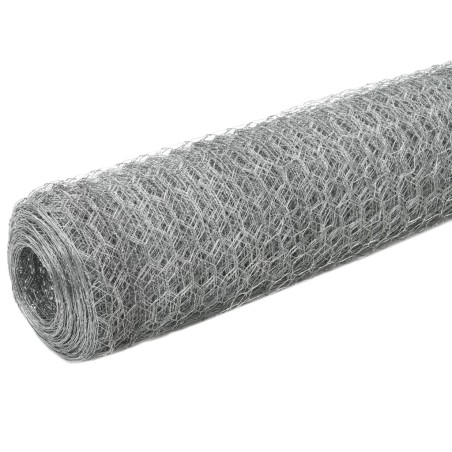 vidaXL Alambrada de gallinero acero galvanizado plateado 25x1,2 m