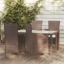vidaXL Set de comedor jardín 5 pzas y cojines ratán sintético marrón