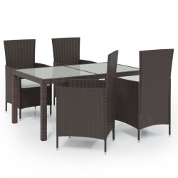 vidaXL Set de comedor jardín 5 pzas y cojines ratán sintético marrón
