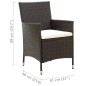 vidaXL Set de comedor jardín 5 pzas y cojines ratán sintético marrón vidaXL Set de comedor jardín 5 pzas y cojines ratán sintético marrón
