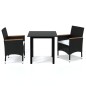 vidaXL Set de comedor de jardín 3 pzas y cojines ratán sintético negro vidaXL Set de comedor de jardín 3 pzas y cojines ratán sintético negro