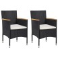vidaXL Set de comedor de jardín 3 pzas y cojines ratán sintético negro vidaXL Set de comedor de jardín 3 pzas y cojines ratán sintético negro