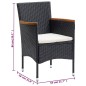 vidaXL Set de comedor de jardín 3 pzas y cojines ratán sintético negro vidaXL Set de comedor de jardín 3 pzas y cojines ratán sintético negro