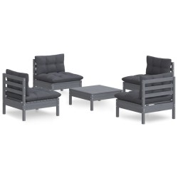 vidaXL Muebles de jardín 5 pzas con cojines antracita madera de pino