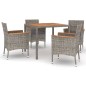 vidaXL Set comedor de jardín 5 piezas con cojines ratán sintético gris vidaXL Set comedor de jardín 5 piezas con cojines ratán sintético gris