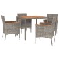 vidaXL Set comedor de jardín 5 piezas con cojines ratán sintético gris vidaXL Set comedor de jardín 5 piezas con cojines ratán sintético gris