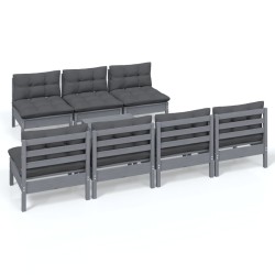 vidaXL Muebles de jardín 8 pzas con cojines antracita madera de pino