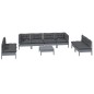 vidaXL Juego de muebles de jardín 9 pzas y cojines madera maciza pino vidaXL Juego de muebles de jardín 9 pzas y cojines madera maciza pino