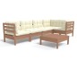 vidaXL Muebles de jardín 6 pzas y cojines madera de pino marrón miel vidaXL Muebles de jardín 6 pzas y cojines madera de pino marrón miel