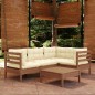 vidaXL Muebles de jardín 5 pzas y cojines madera de pino marrón miel vidaXL Muebles de jardín 5 pzas y cojines madera de pino marrón miel