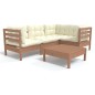 vidaXL Muebles de jardín 5 pzas y cojines madera de pino marrón miel vidaXL Muebles de jardín 5 pzas y cojines madera de pino marrón miel