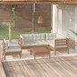 vidaXL Muebles de jardín 6 pzas y cojines madera de pino marrón miel
