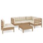 vidaXL Muebles de jardín 6 pzas y cojines madera de pino marrón miel