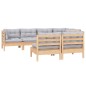 vidaXL Juego de muebles de jardín 7 pzas y cojines madera maciza pino vidaXL Juego de muebles de jardín 7 pzas y cojines madera maciza pino