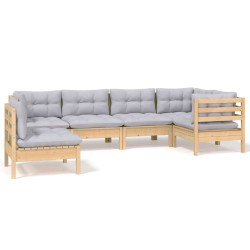vidaXL Juego de muebles de jardín 6 pzas y cojines madera de pino