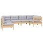 vidaXL Juego de muebles de jardín 6 pzas y cojines madera de pino vidaXL Juego de muebles de jardín 6 pzas y cojines madera de pino
