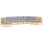 vidaXL Juego de muebles de jardín 7 pzas y cojines madera maciza pino