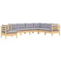 vidaXL Juego de muebles de jardín 7 pzas y cojines madera maciza pino