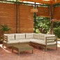 vidaXL Muebles de jardín 6 pzas y cojines madera de pino marrón miel vidaXL Muebles de jardín 6 pzas y cojines madera de pino marrón miel