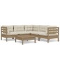 vidaXL Muebles de jardín 6 pzas y cojines madera de pino marrón miel vidaXL Muebles de jardín 6 pzas y cojines madera de pino marrón miel