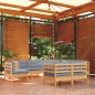 vidaXL Juego de muebles de jardín 9 pzas y cojines madera maciza pino vidaXL Juego de muebles de jardín 9 pzas y cojines madera maciza pino