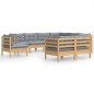 vidaXL Juego de muebles de jardín 9 pzas y cojines madera maciza pino vidaXL Juego de muebles de jardín 9 pzas y cojines madera maciza pino