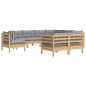 vidaXL Juego de muebles de jardín 9 pzas y cojines madera maciza pino vidaXL Juego de muebles de jardín 9 pzas y cojines madera maciza pino