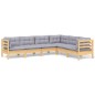 vidaXL Juego de muebles de jardín 6 pzas y cojines madera maciza pino vidaXL Juego de muebles de jardín 6 pzas y cojines madera maciza pino