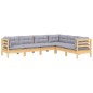 vidaXL Juego de muebles de jardín 6 pzas y cojines madera maciza pino vidaXL Juego de muebles de jardín 6 pzas y cojines madera maciza pino