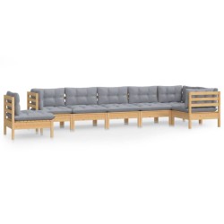vidaXL Juego de muebles de jardín 8 pzas y cojines madera maciza pino